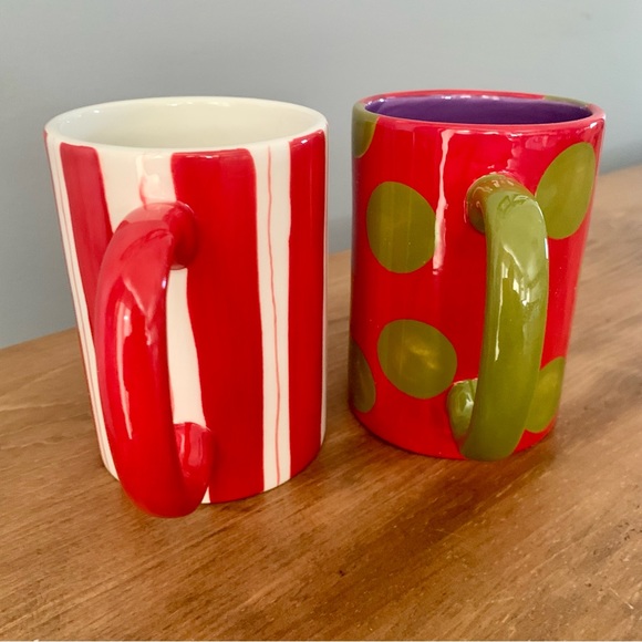 Dept 56 Candy Cane Stripe Hot Cocoa & Polka Dot Mug Set Coffee Tea Christmas - Picture 9 of 15